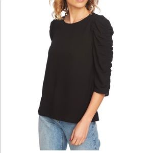 1. State tiered sleeve black blouse